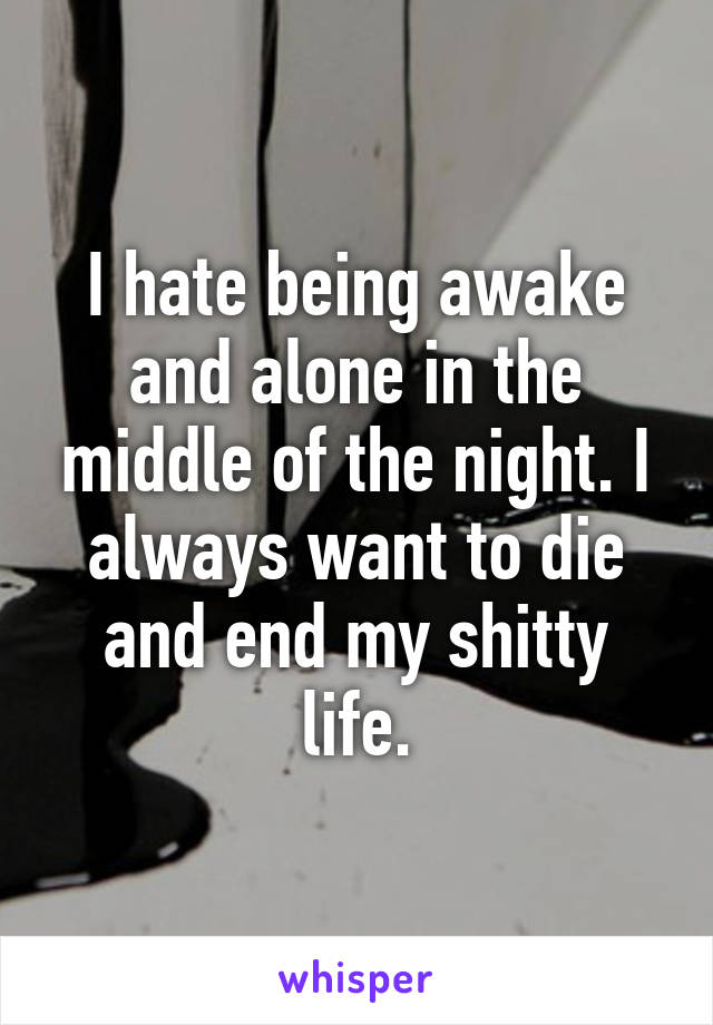 I hate being awake and alone in the middle of the night. I always want to die and end my shitty life.