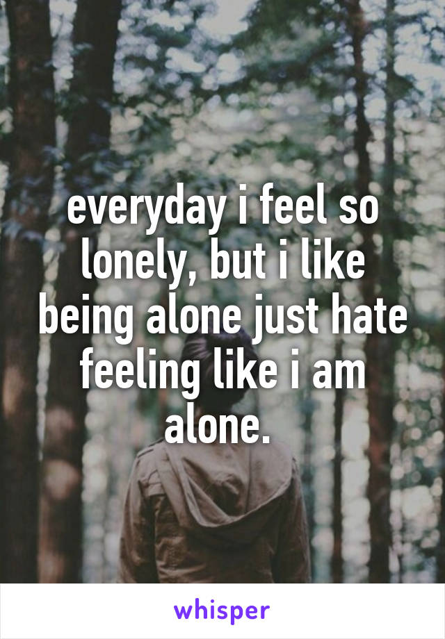 everyday i feel so lonely, but i like being alone just hate feeling like i am alone. 