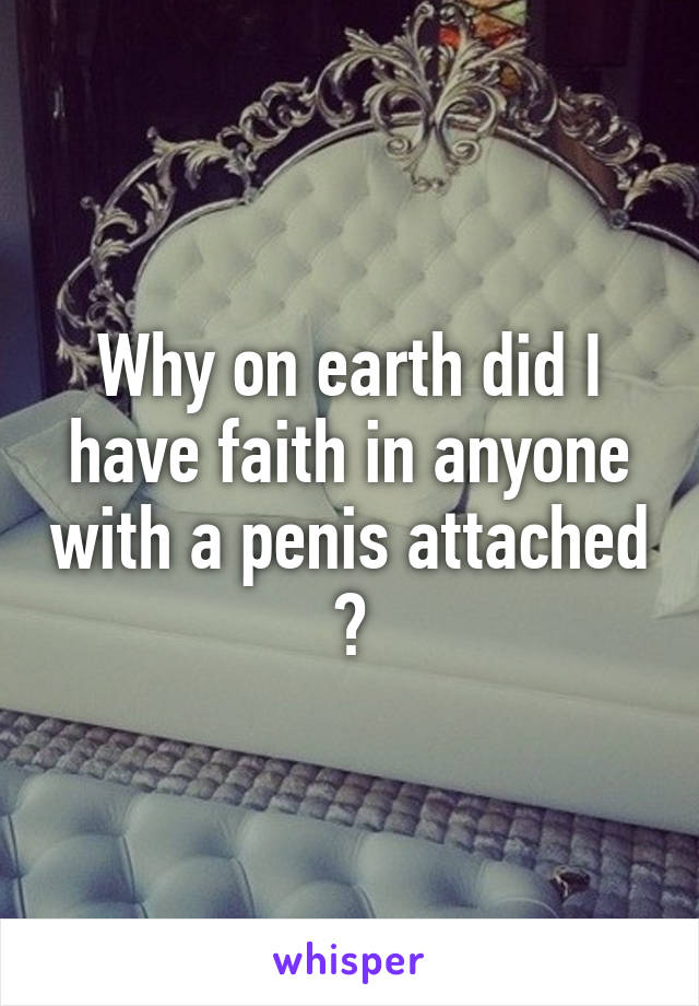 Why on earth did I have faith in anyone with a penis attached ?