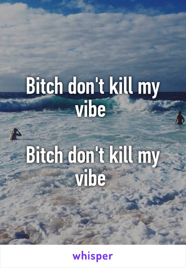 Bitch don't kill my vibe 

Bitch don't kill my vibe 