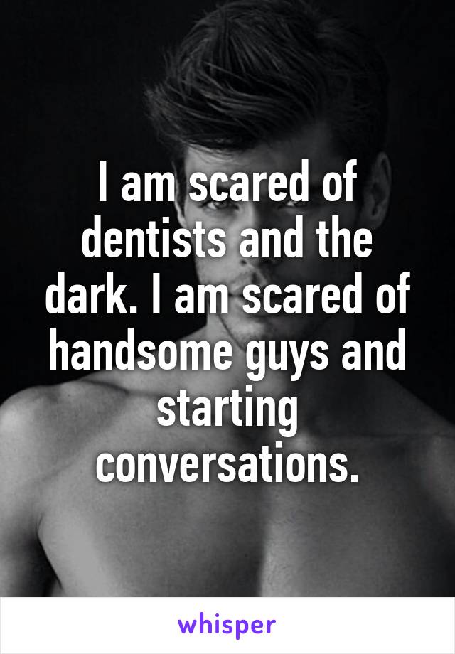 I am scared of dentists and the dark. I am scared of handsome guys and starting conversations.