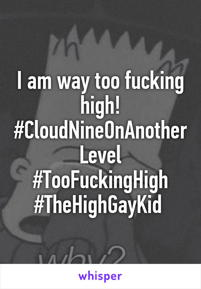 I am way too fucking high! #CloudNineOnAnotherLevel #TooFuckingHigh #TheHighGayKid 