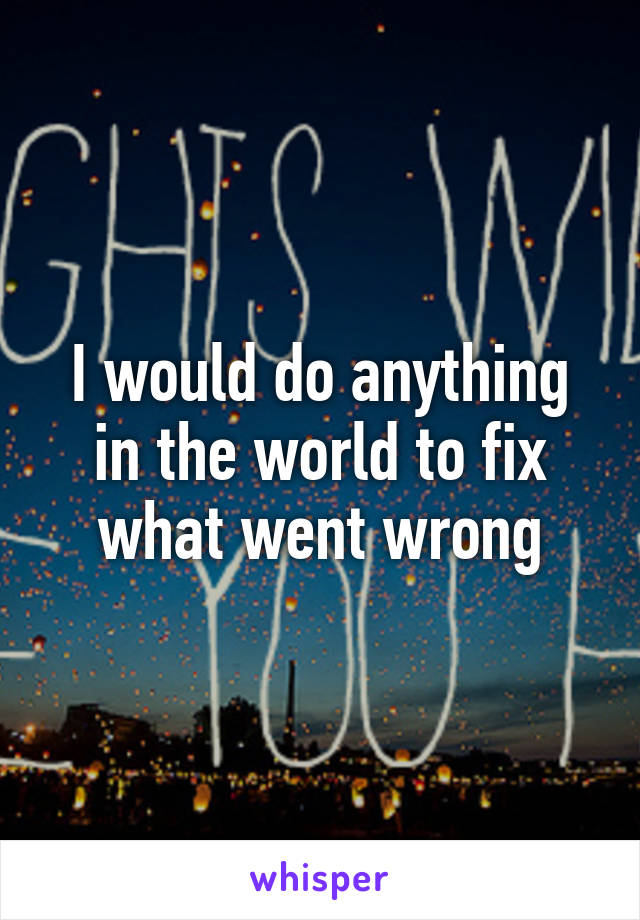 I would do anything in the world to fix what went wrong