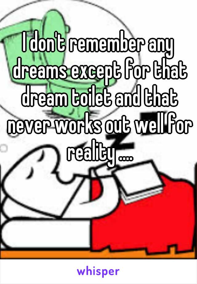 I don't remember any dreams except for that dream toilet and that never works out well for reality ....