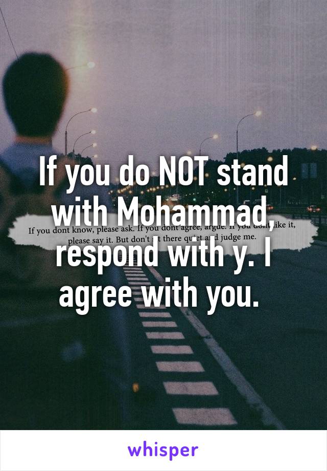 If you do NOT stand with Mohammad, respond with y. I agree with you. 