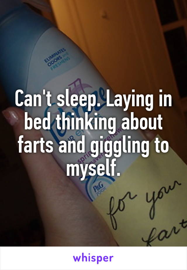 Can't sleep. Laying in bed thinking about farts and giggling to myself.