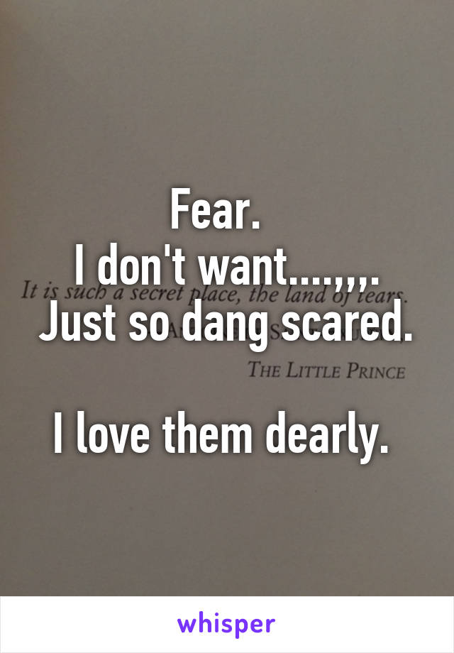 Fear.  
I don't want....,,,.
Just so dang scared. 
I love them dearly. 