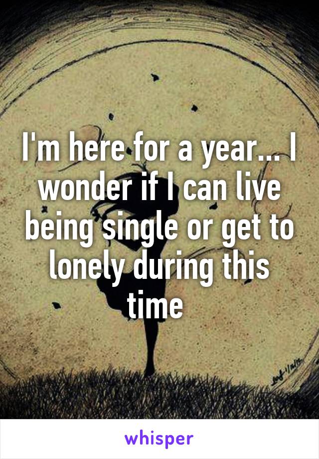 I'm here for a year... I wonder if I can live being single or get to lonely during this time 