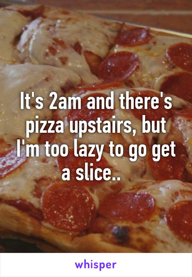 It's 2am and there's pizza upstairs, but I'm too lazy to go get a slice..  