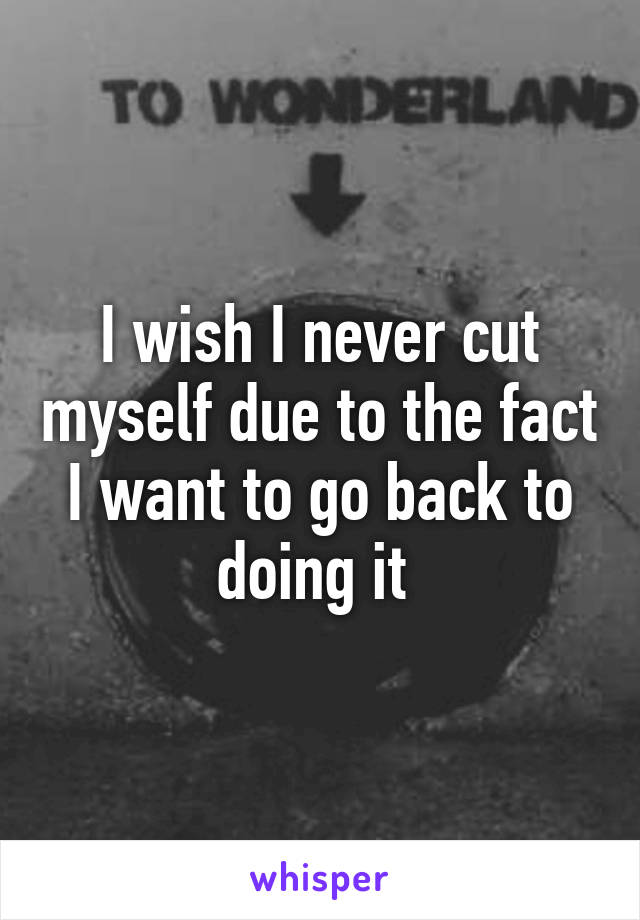 I wish I never cut myself due to the fact I want to go back to doing it 