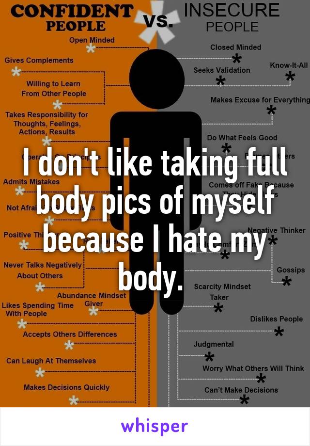 I don't like taking full body pics of myself because I hate my body. 