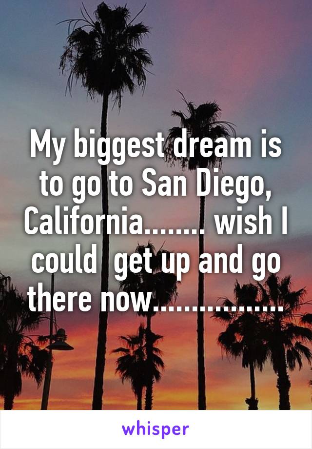 My biggest dream is to go to San Diego, California........ wish I could  get up and go there now.................