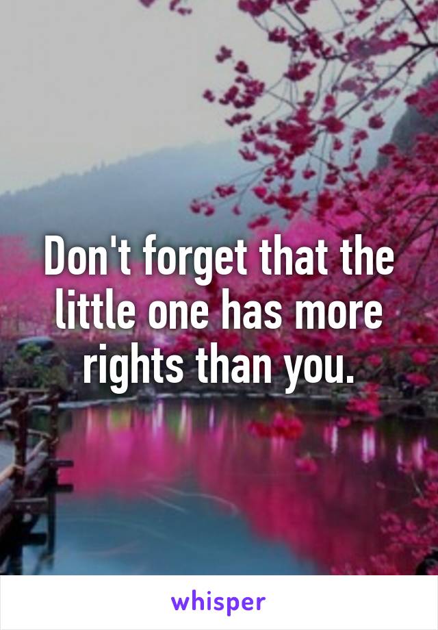 Don't forget that the little one has more rights than you.