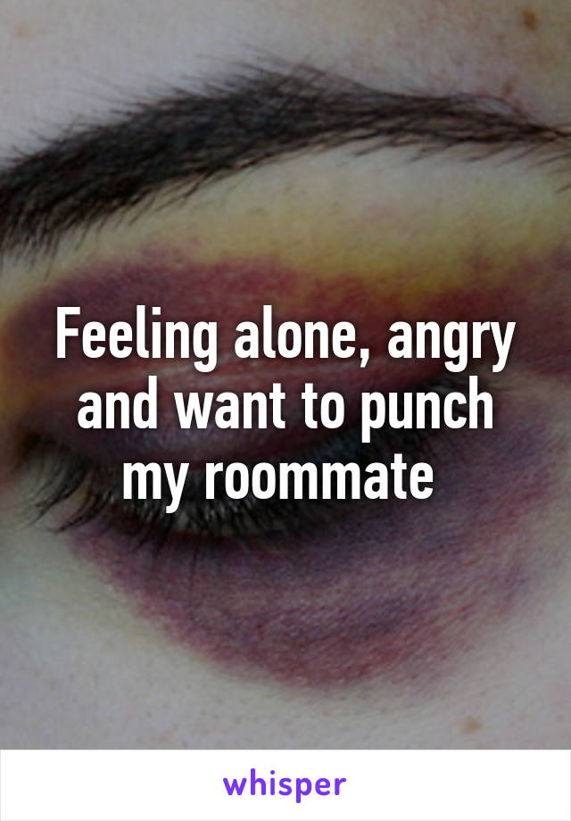 Feeling alone, angry and want to punch my roommate 