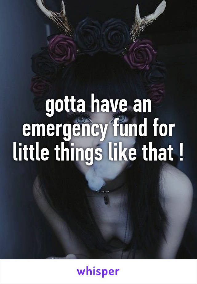 gotta have an emergency fund for little things like that ! 