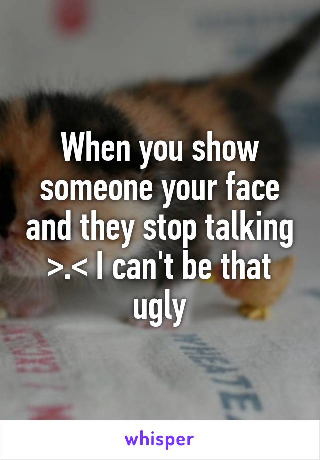 When you show someone your face and they stop talking >.< I can't be that ugly