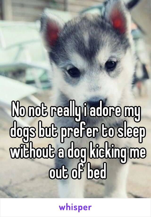 No not really i adore my dogs but prefer to sleep without a dog kicking me out of bed