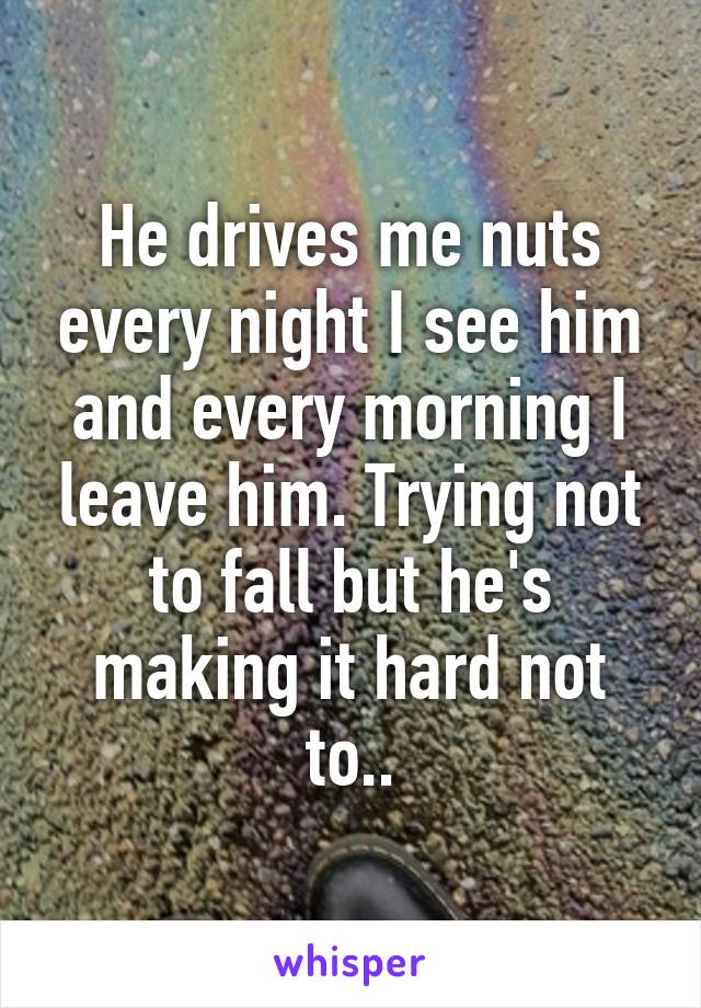 He drives me nuts every night I see him and every morning I leave him. Trying not to fall but he's making it hard not to..