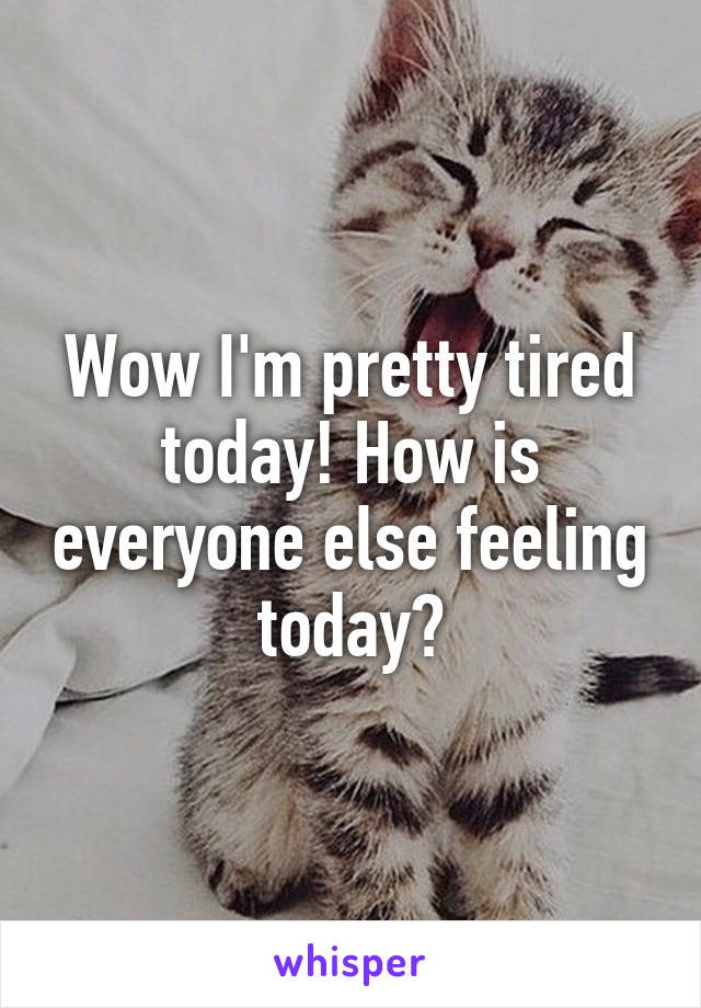 Wow I'm pretty tired today! How is everyone else feeling today?