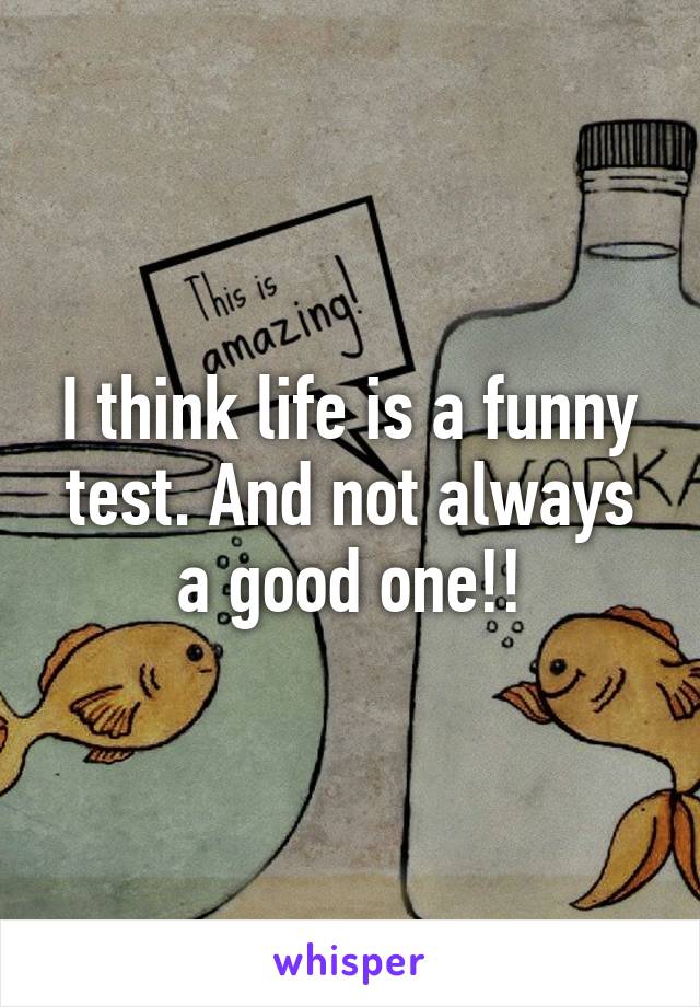 I think life is a funny test. And not always a good one!!