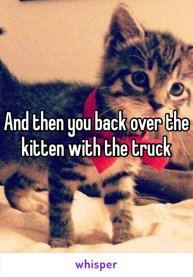 And then you back over the kitten with the truck