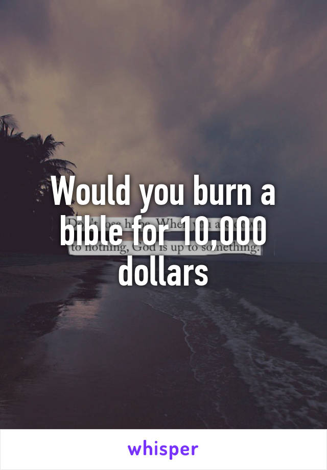 Would you burn a bible for 10,000 dollars