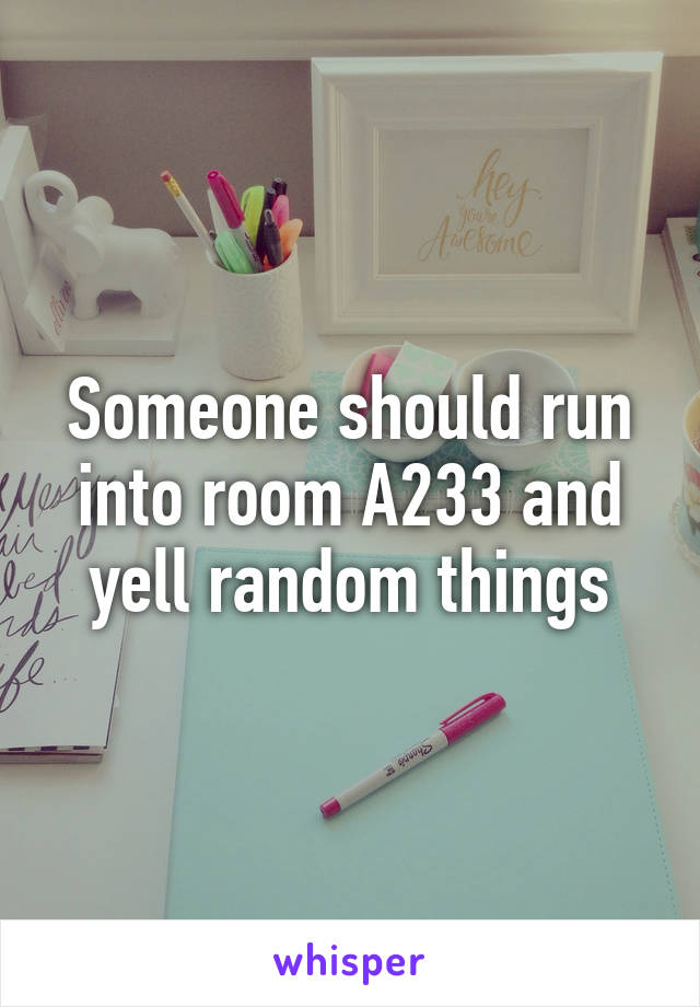 Someone should run into room A233 and yell random things