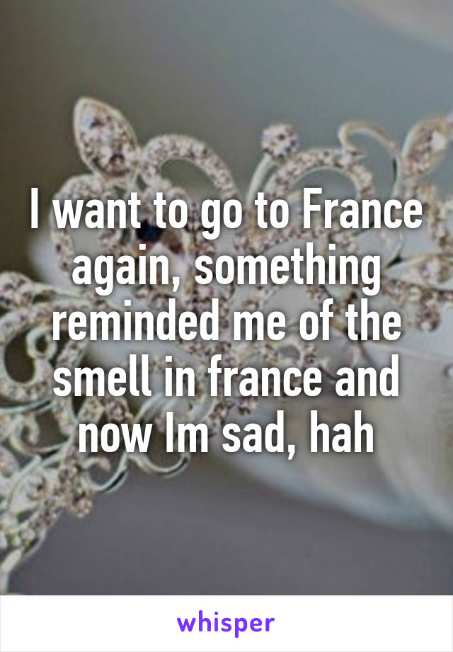 I want to go to France again, something reminded me of the smell in france and now Im sad, hah