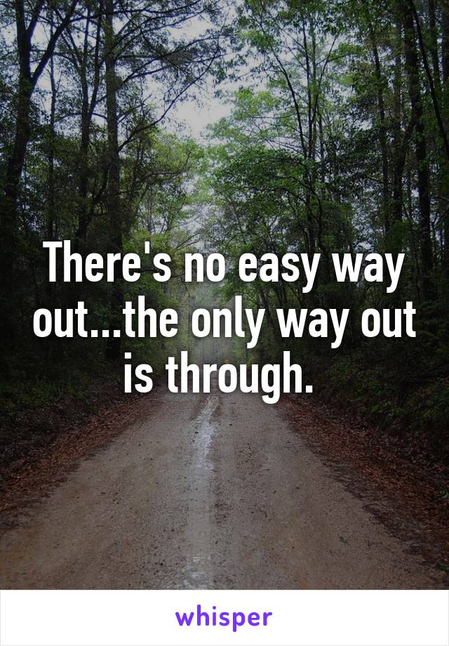 There's no easy way out...the only way out is through. 