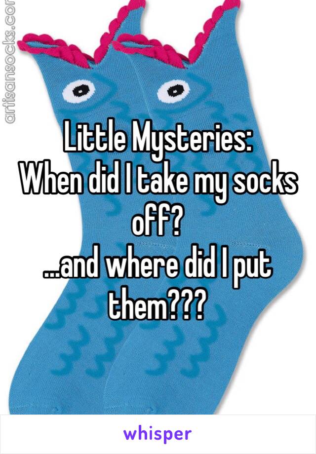 Little Mysteries:
When did I take my socks off?
...and where did I put them???