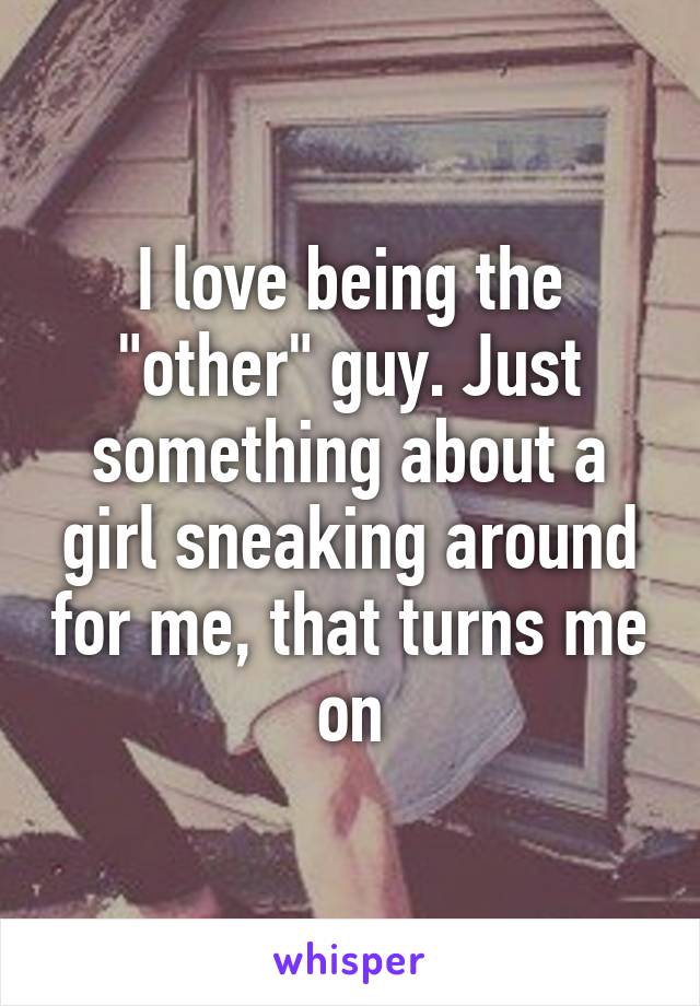 I love being the "other" guy. Just something about a girl sneaking around for me, that turns me on