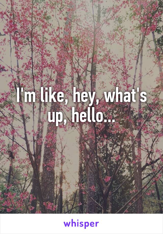 I'm like, hey, what's up, hello...
