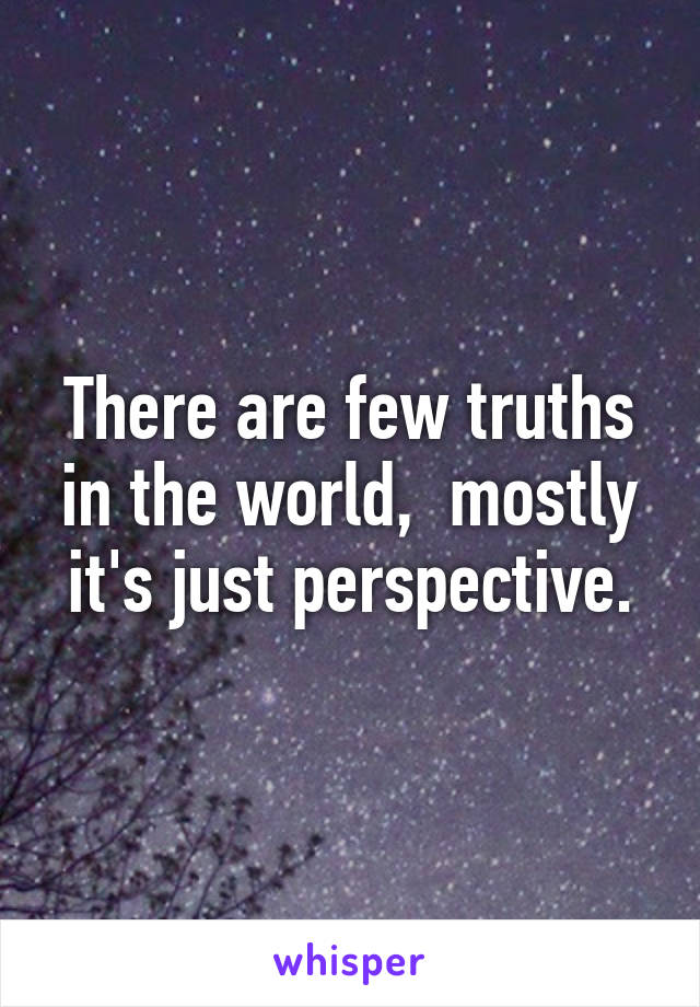 There are few truths in the world,  mostly it's just perspective.