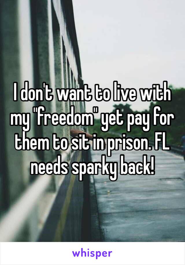 I don't want to live with my "freedom" yet pay for them to sit in prison. FL needs sparky back! 