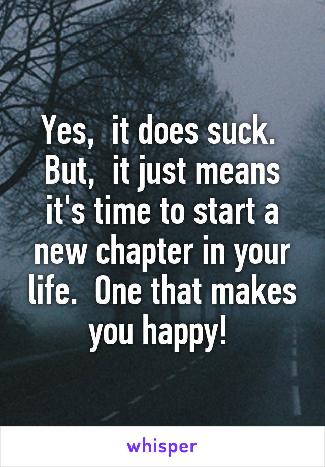 Yes,  it does suck.  But,  it just means it's time to start a new chapter in your life.  One that makes you happy! 