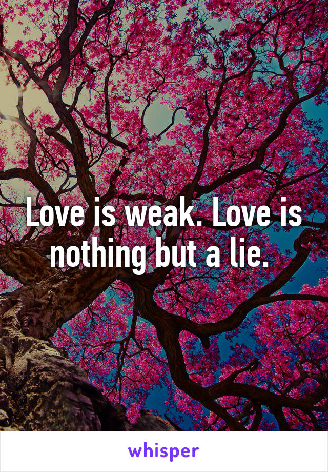 Love is weak. Love is nothing but a lie. 