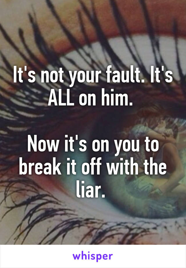 It's not your fault. It's ALL on him. 

Now it's on you to break it off with the liar. 