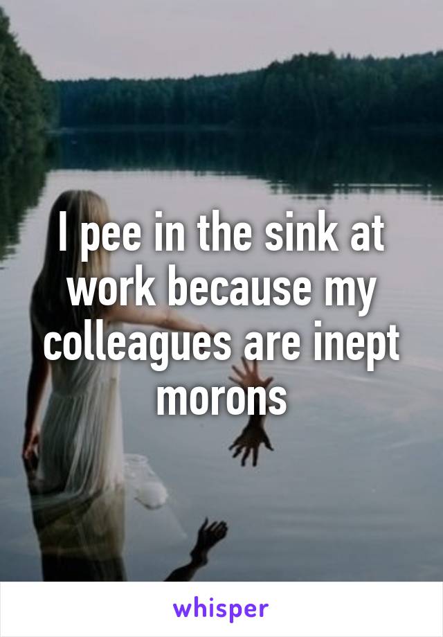 I pee in the sink at work because my colleagues are inept morons