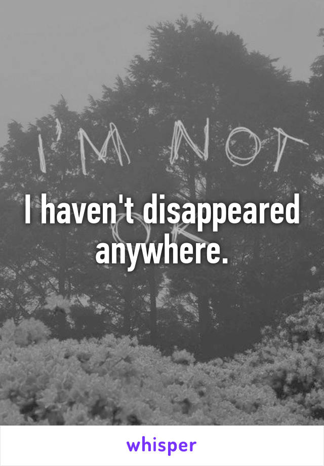 I haven't disappeared anywhere.