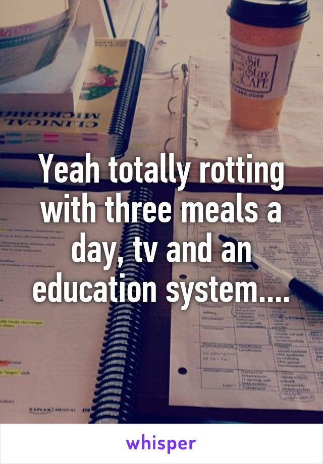 Yeah totally rotting with three meals a day, tv and an education system....