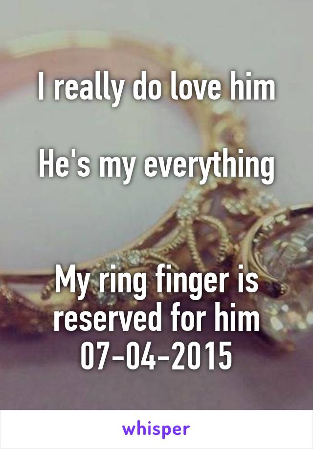 I really do love him

He's my everything


My ring finger is reserved for him
07-04-2015