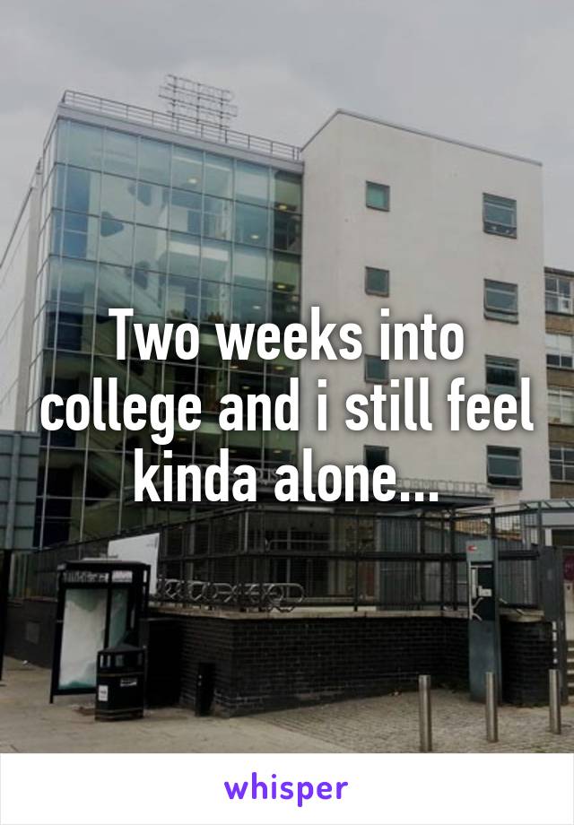 Two weeks into college and i still feel kinda alone...