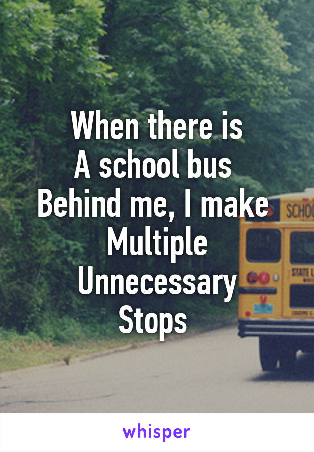 When there is
A school bus 
Behind me, I make 
Multiple
 Unnecessary 
Stops 