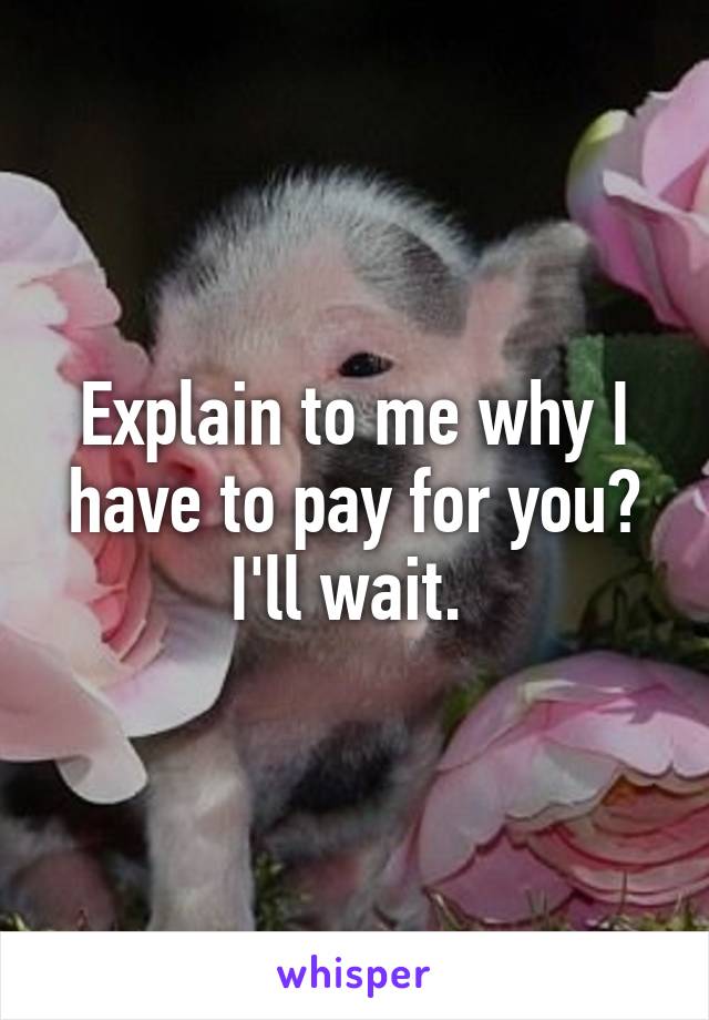 Explain to me why I have to pay for you? I'll wait. 