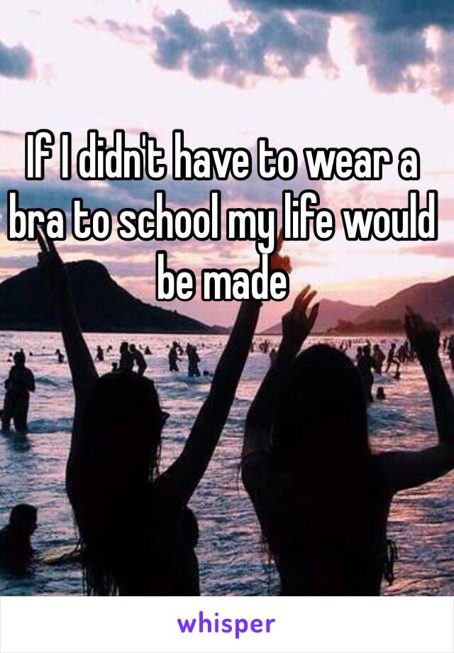 If I didn't have to wear a bra to school my life would be made 