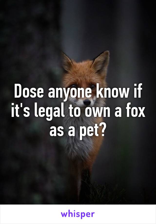 Dose anyone know if it's legal to own a fox as a pet?