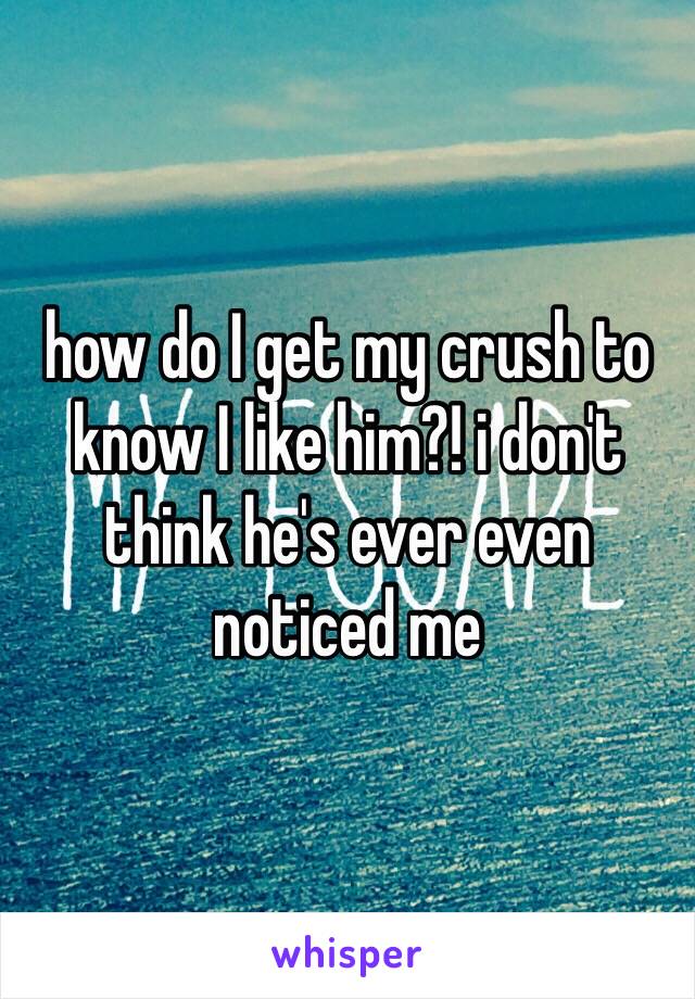 how do I get my crush to know I like him?! i don't think he's ever even noticed me