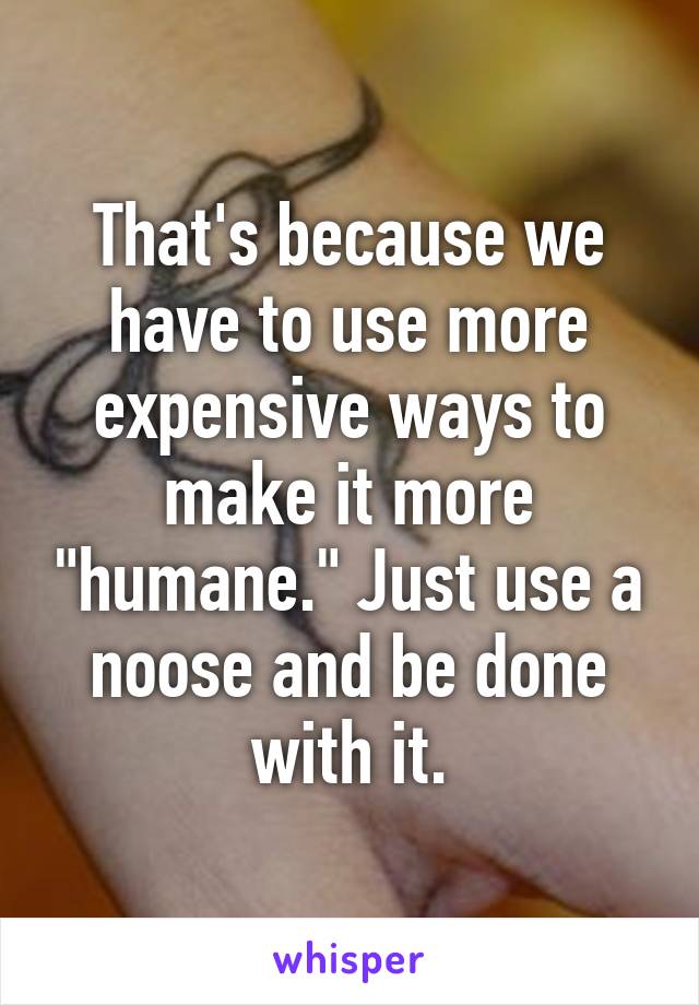 That's because we have to use more expensive ways to make it more "humane." Just use a noose and be done with it.