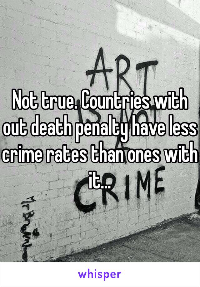 Not true. Countries with out death penalty have less crime rates than ones with it...