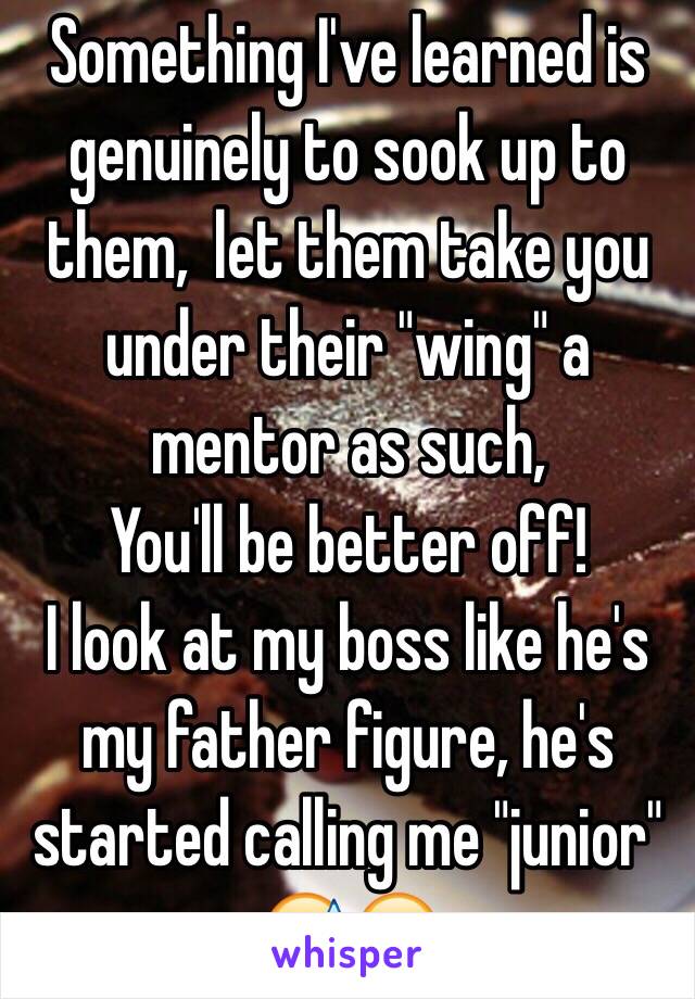 Something I've learned is genuinely to sook up to them,  let them take you under their "wing" a mentor as such, 
You'll be better off! 
I look at my boss like he's my father figure, he's started calling me "junior" 😅😂